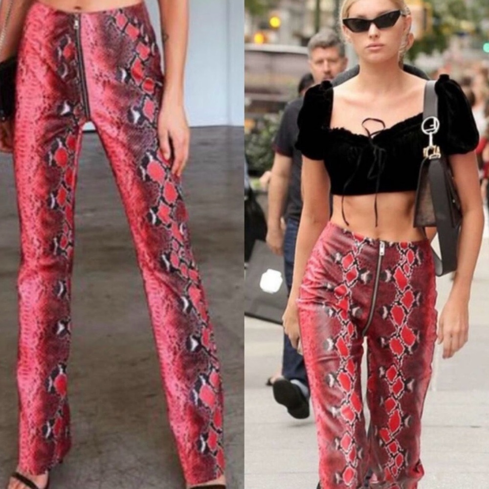 I AM GIA Anet Red Snakeskin Zip Around Straight
Pants High Rise Size XS